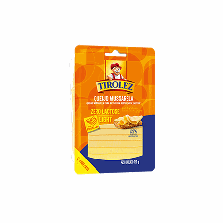 Queijo tirolez mussarela zero lactose fatiado 150g