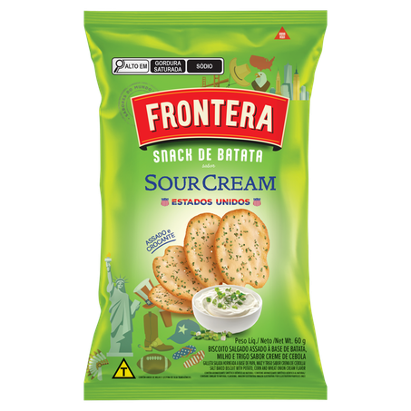 Snack de Batata Sour Cream Estados Unidos Frontera Pacote 60g
