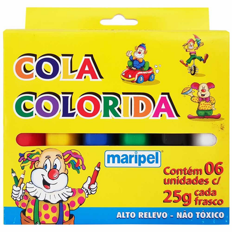 Cola esc maripel colorida plastica pcc/06x250g