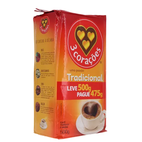 Cafe 3 coracoes tradicional vacuo lv500g pg 475g 360-32
