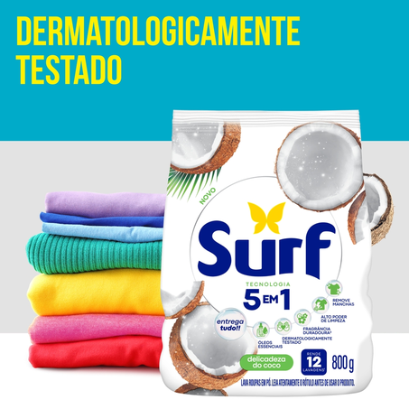 Lava Roupas em Pó Surf Cuidado do Coco 800G 360-3