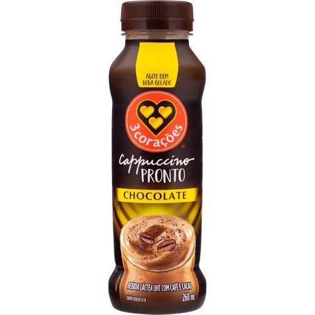 Bebida láctea 3 corações cappuccino chocolate 260ml