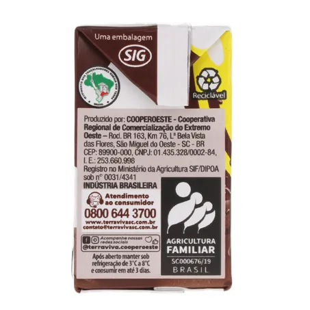 Bebida lactea terrinha uht sabor chocolate 150ml 360-27