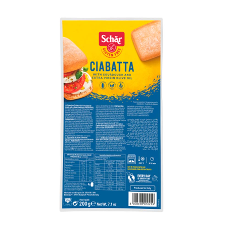 Pão Ciabatta sem Glúten e sem Lactose Schar 200G