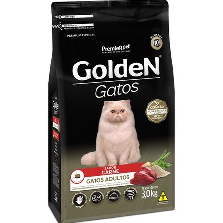 Ração Golden Gatos Adultos Carne 3Kg 360-1