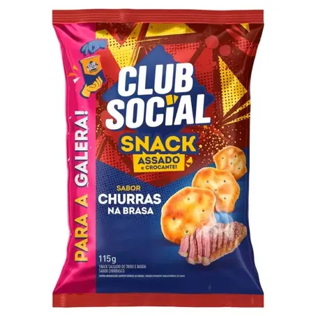 BISCOITO CLUB SOCIAL SNACK CHURRASCO NA BRASA PACOTE 115g 