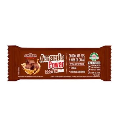 Barra amendoa power protein chocolate e nibs dacolonia 50g