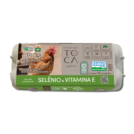 Ovos caipira selênio e vitamina e orgânico fazenda da toca bj c/10