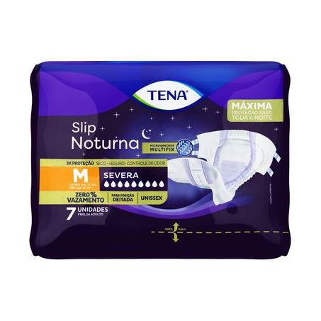 Fralda Descartável M Adulto Tena Slip Noturna Pacote 7 Unidades