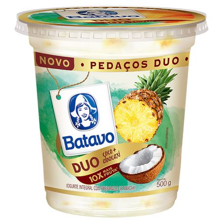 Iogurte integral abacaxi e coco batavo pedaços duo