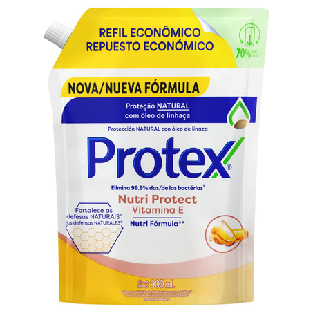 Sabonete Líquido Protex 900ml - Vitamina E - Refil - Sachê