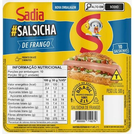 Salsicha sadia frango 500g