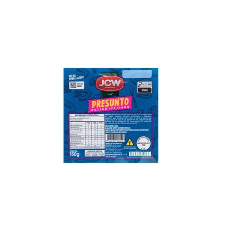 Presunto jcw cozido fatiado pacote 150g
