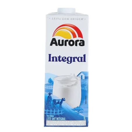 Leite UHT Integral Aurora Caixa com Tampa 1lt