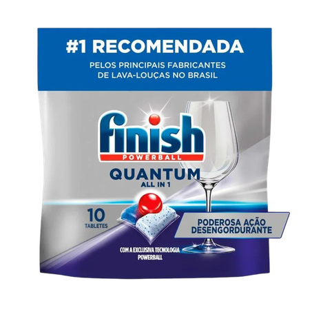 Lava louças em tabletes finish quantum all in 1 sachê com 10 unidades