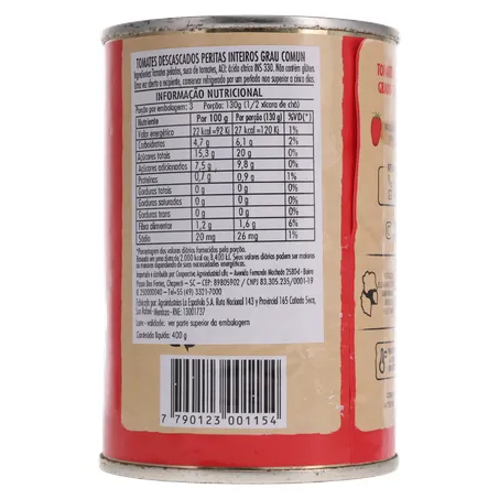 TOMATE PELADO IMPORTADO DA ARGENTINA VIGENTE LATA 230G 360-14