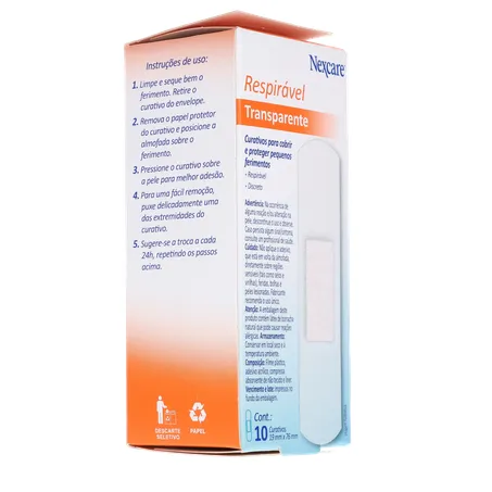 Curativo nexcare transparente respirável caixa c-10unid 360-13
