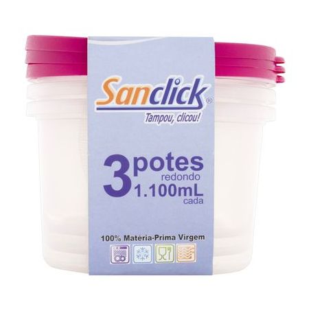 CONJ.POTE SANTANA REDONDO GRADUADO C/3 1,100ML