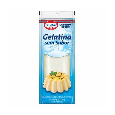 Gelatina sem sabor em folhas incolor dr.oetker c/5un