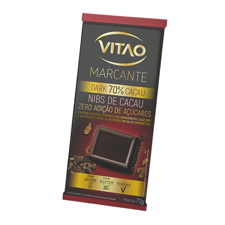 Chocolate Barra Vitao Zero Açúcar 70% Cacau Nibs De Cacau 70g 
 