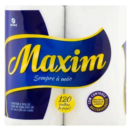 Toalha papel maxim 20,5x19cm 60 folhas c/2 rolos