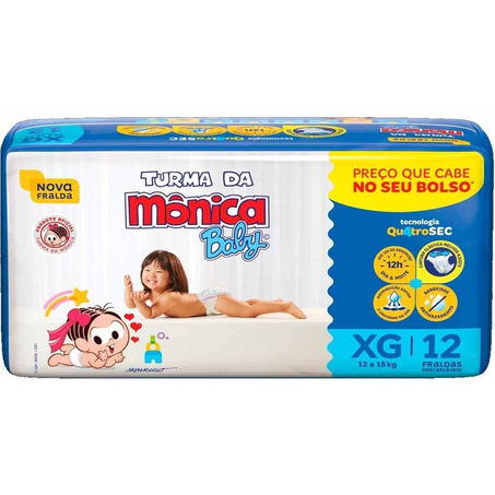 FRALDA TURMA MONICA BABY JUMBINHO XG 12UN