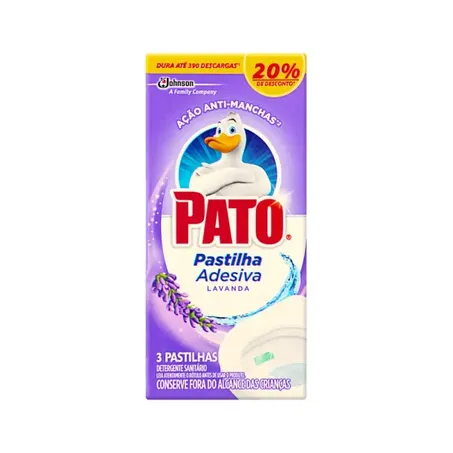 Detergente Sanitária Pato Pastilha Adesiva Lavanda Caixa com 3un - 30gr