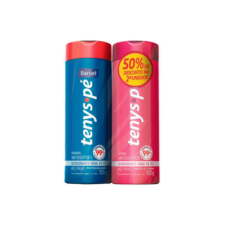 Kit Talco em Pó Tenys Pé Baruel Original  Woman Frasco 100g cada e 50 desconto na 2 unidade