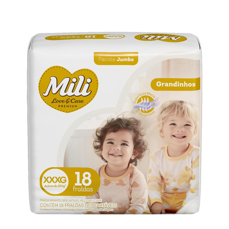 Fralda Mili Love & Care Jumbo Tam. XXXG - Com 18 Fraldas
