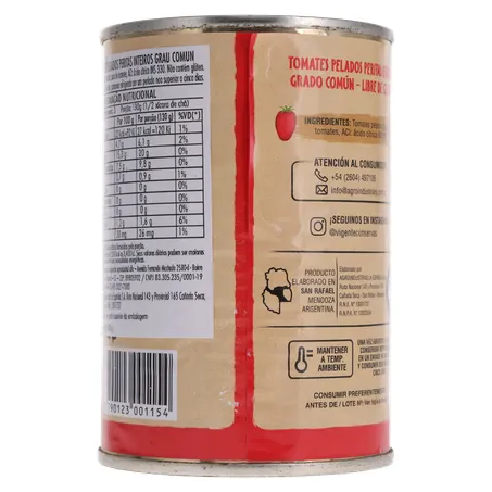 TOMATE PELADO IMPORTADO DA ARGENTINA VIGENTE LATA 230G 360-2