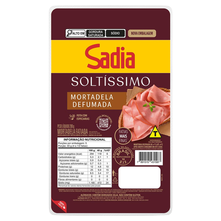 Mortadela Sadia 200g - Soltíssimo - Fatiada