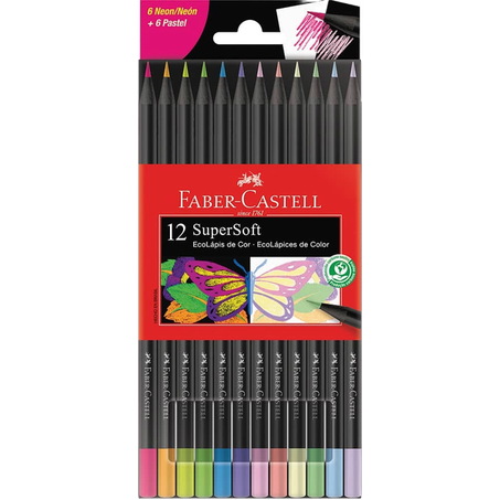 LÁPIS DE COR FABER CASTELL 12CORES SUPERSOFT NEON
