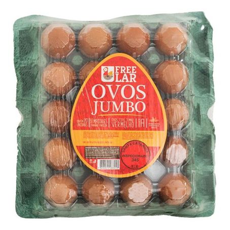 Ovos vermelhos jumbo bandeja free lar - 20 unidades