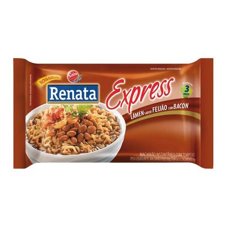 Macarrão Instantâneo Renata Feijão Bacon Pacote 85G