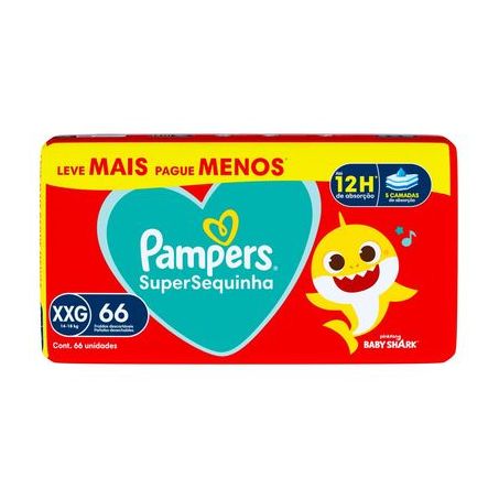 Fralda Descartável Infantil Pampers Sequinha Xxg com 66 Unidades Leve Mais Pague Menos