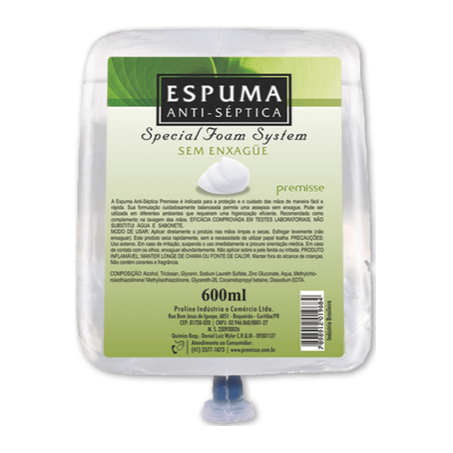 ÁLCOOL EM ESPUMA ANTISSÉPTICA 600ML PREMISSE REFIL
