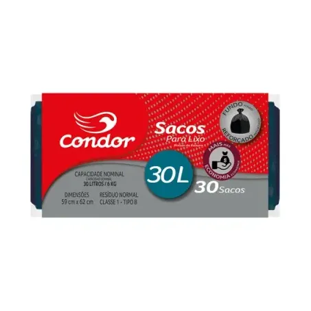 Saco lixo condor rolo economico 30l ref1461.