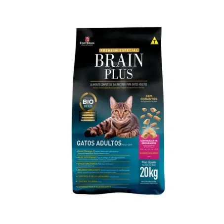 RACAO P/GATO BRAIN PLUS GATOS 1 KG SALMAO         