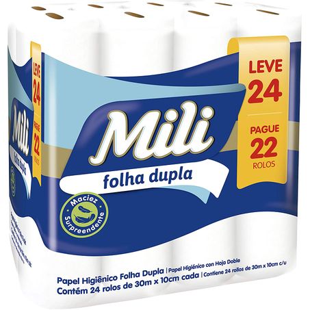 Papel higiênico mili sensitive care com 24 rolos