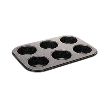 Forma p/cupcake lyor antiaderente aço carbono granilite preta 26,5x18,5x3cm