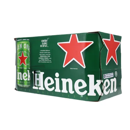 Cerveja Lager Heineken Puro Malte Lata 269ml - Pacote com 8un - 2.1lt 360-22