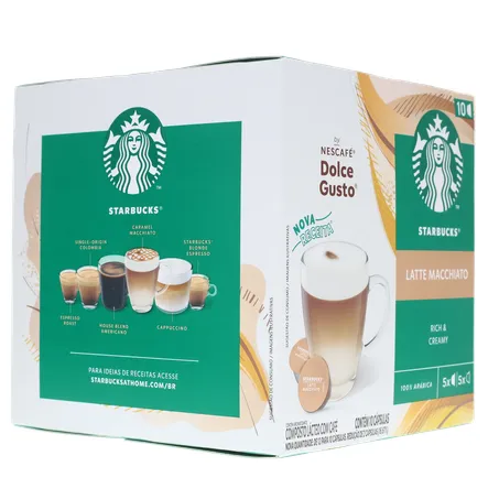 Café com Leite em Cápsula Starbucks Latte Macchiato Nescafé Dolce Gusto Caixa 107,5g 10 Unidades 360-31