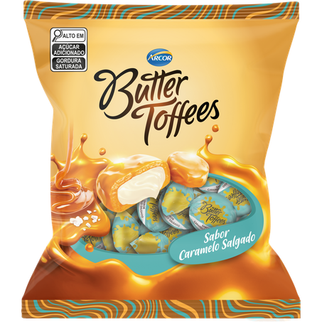 Balas arcor b. toffees 90g caramelo salg