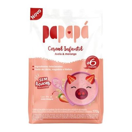 Cereal Infantil Integral Aveia e Morango Papapá 170g