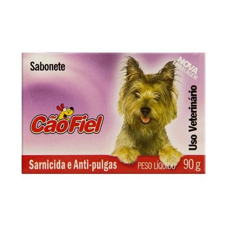 Sabonete em Barra para Cachorro Cão Fiel Sarnicida e Antipulgas Uso Veterinário Caixa 90gr