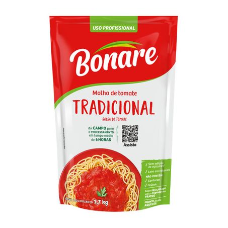 Molho de Tomate Bonare Tradicional Sache com 1,7Kg