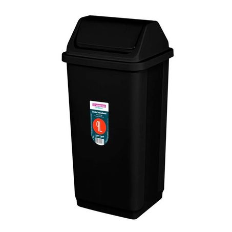 LIXEIRA PLÁSTICA 9L C/ TAMPA BASCULANTE PRETA SANREMO SR2209/20