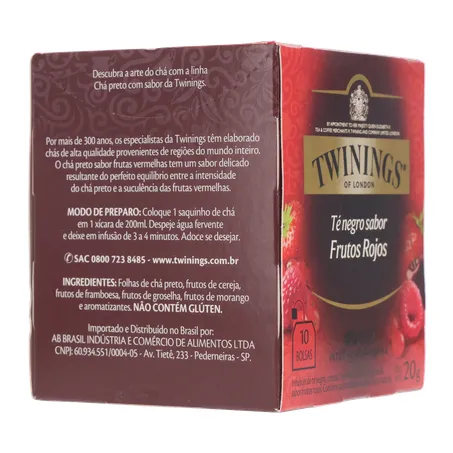 CHÁ TWININGS PRETO SABOR FRUTAS VERMELHAS CAIXA C/10 UN 360-12