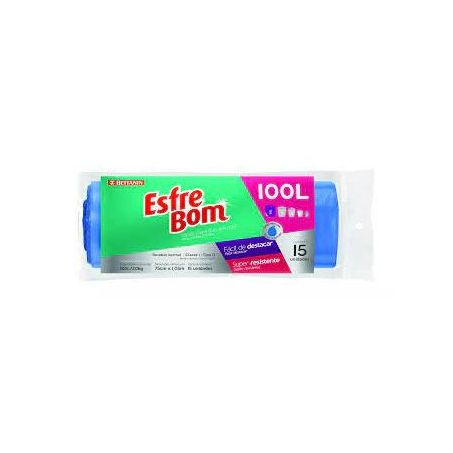 Saco para lixo esfrebom rolo 100l c/15