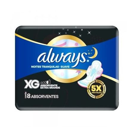 Absorvente noturno suave com aba always xg c/8